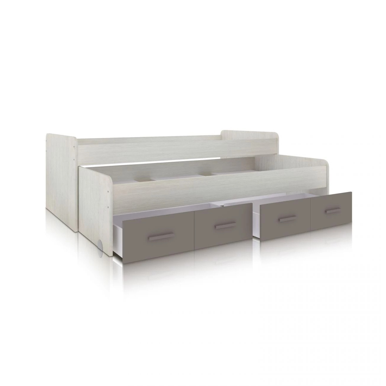 Cama doble juvenil Axim Blanco Alpes - Basalto