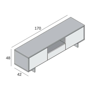 Mobile Porta TV Darrighin, Supporto per televisione da salotto, Credenza bassa da soggiorno a 2 ante e 1 cassetto, 100% Made in Italy, 170x42h48 cm, Bianco