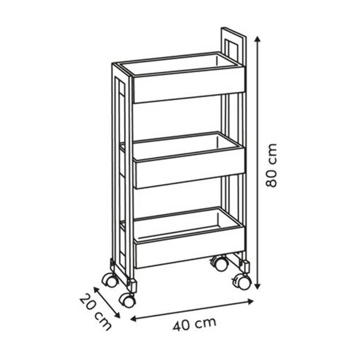 Desserte 3 niveaux Come L20cm bois et effet marbre