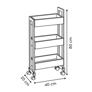 Desserte 3 niveaux Come L20cm bois et effet marbre