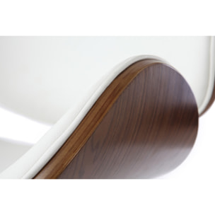Tabouret de bar design blanc et bois foncé WALNUT