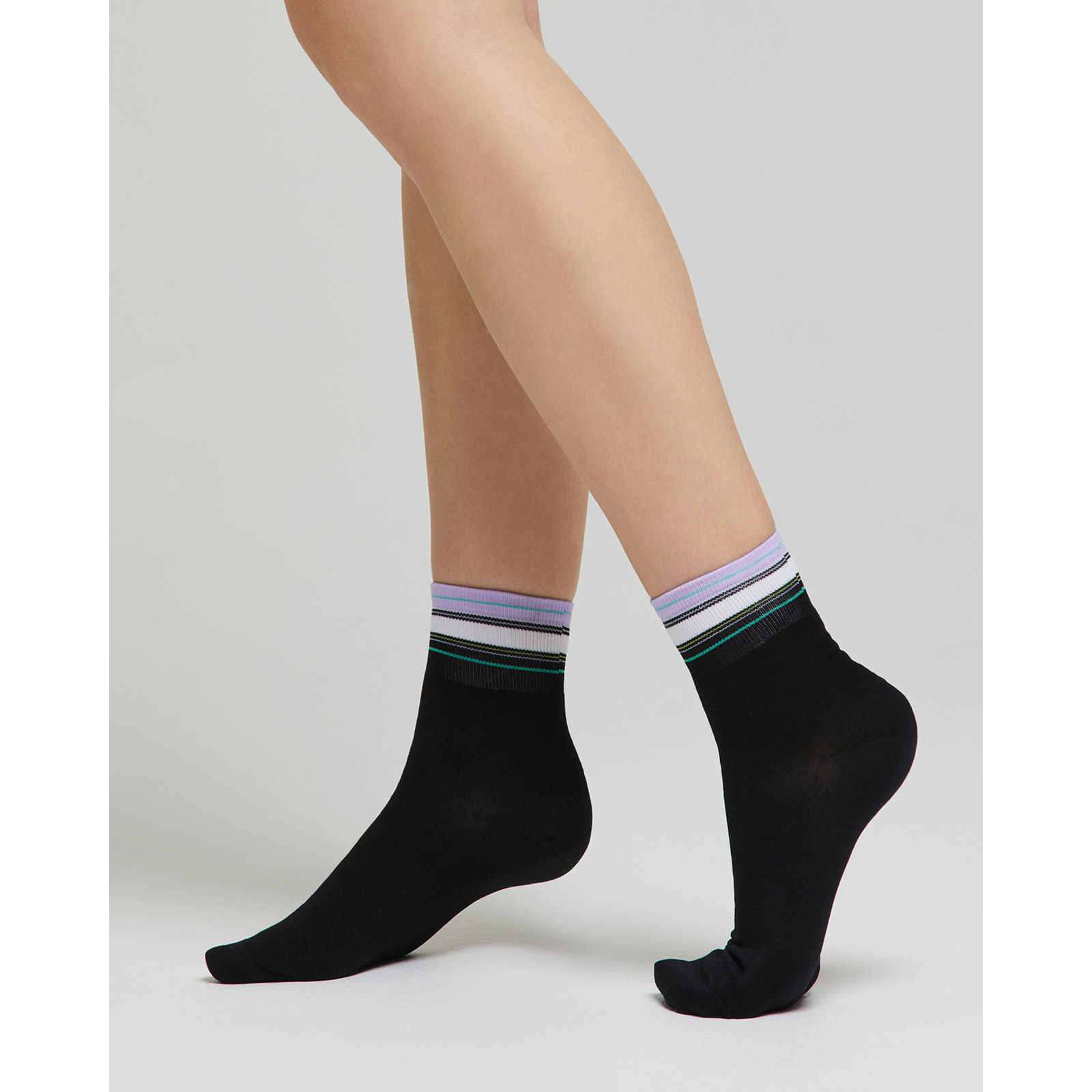 Calza cotone Amelia con righe multicolor