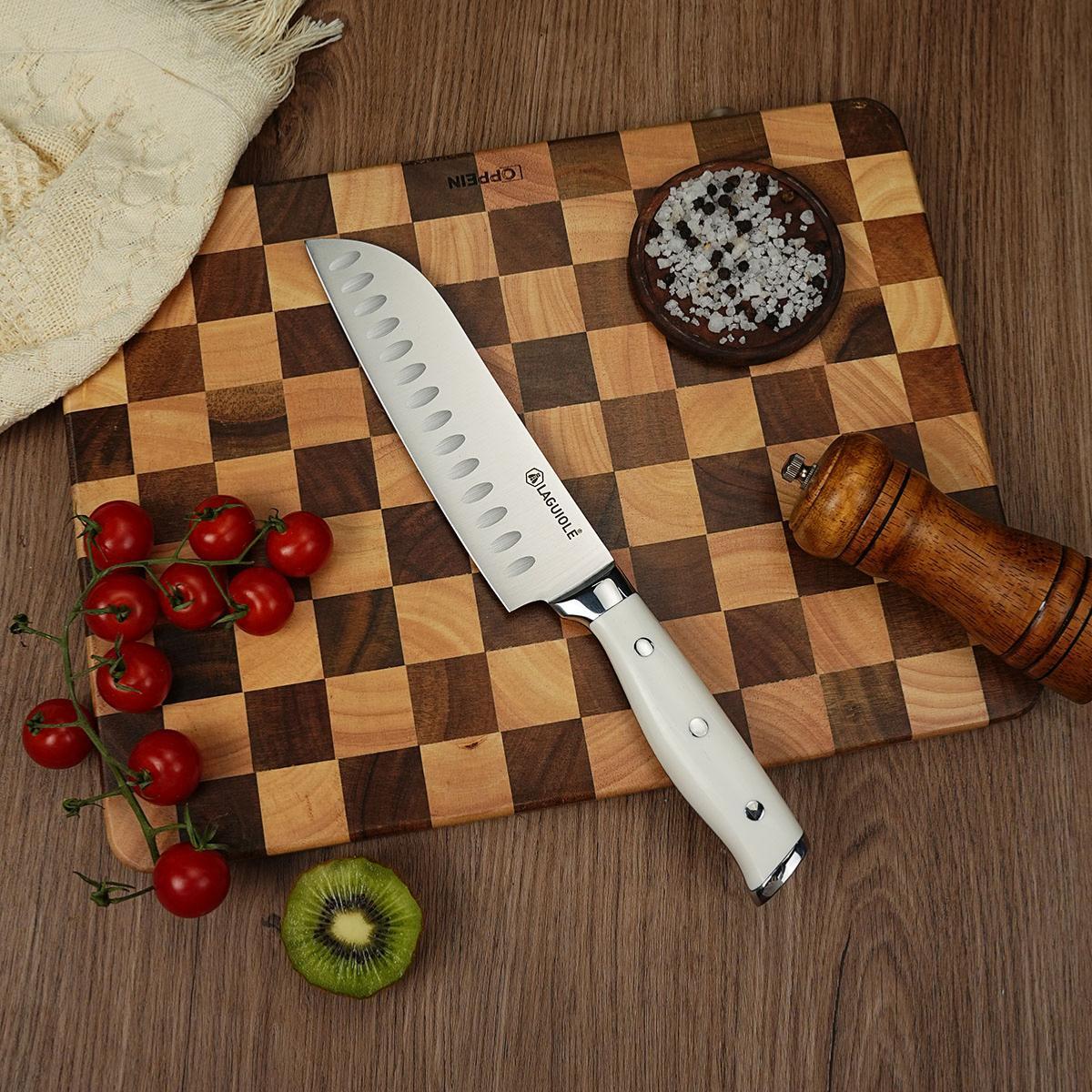 Couteau santoku blanc   - "Elégance"