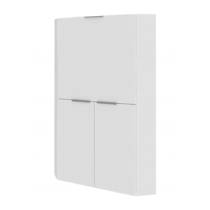 Scrivania Akiro, Mobile multiuso con scaffali e piano da lavoro, Tavolo multiuso per ufficio, Scrivania salvaspazio multiposizione, 100% Made in Italy, cm 70x57h140, Bianco lucido