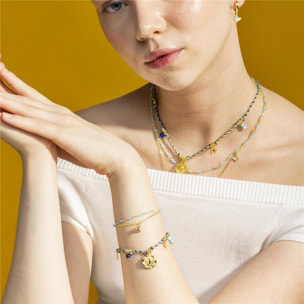 Pulsera con Cristal Azul Oscuro acabado oro 18k