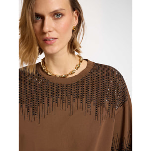 Elena Mirò - Camiseta bordada - Marrón