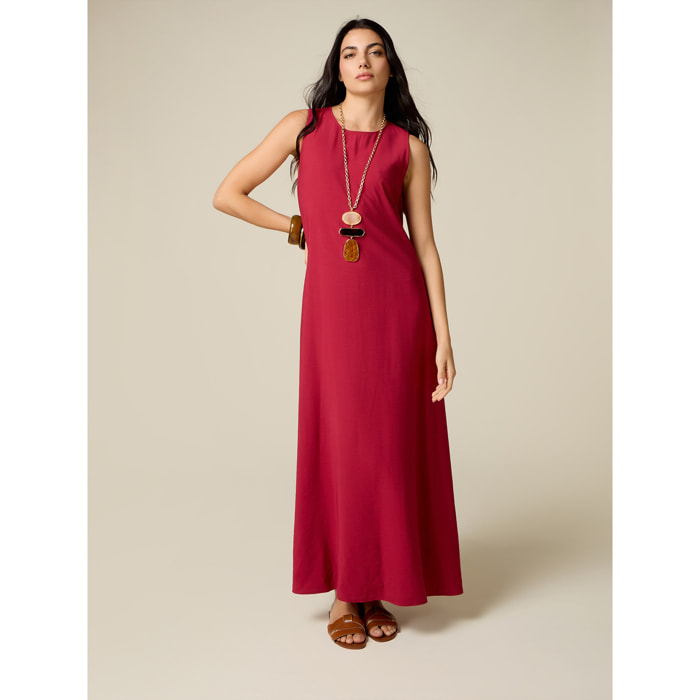 Oltre - Vestido largo mezcla viscosa - Rojo