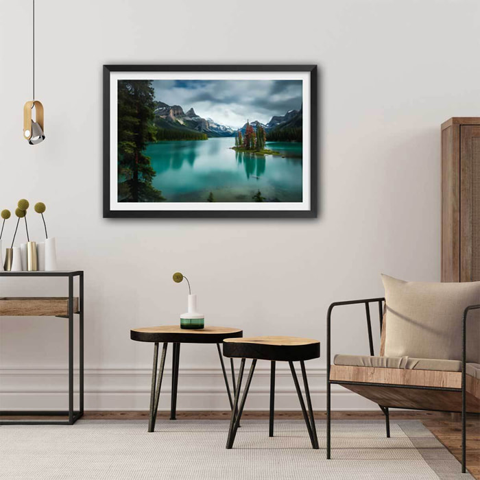 Affiche paysage du Canada, Lac de Banff Affiche sous cadre noir