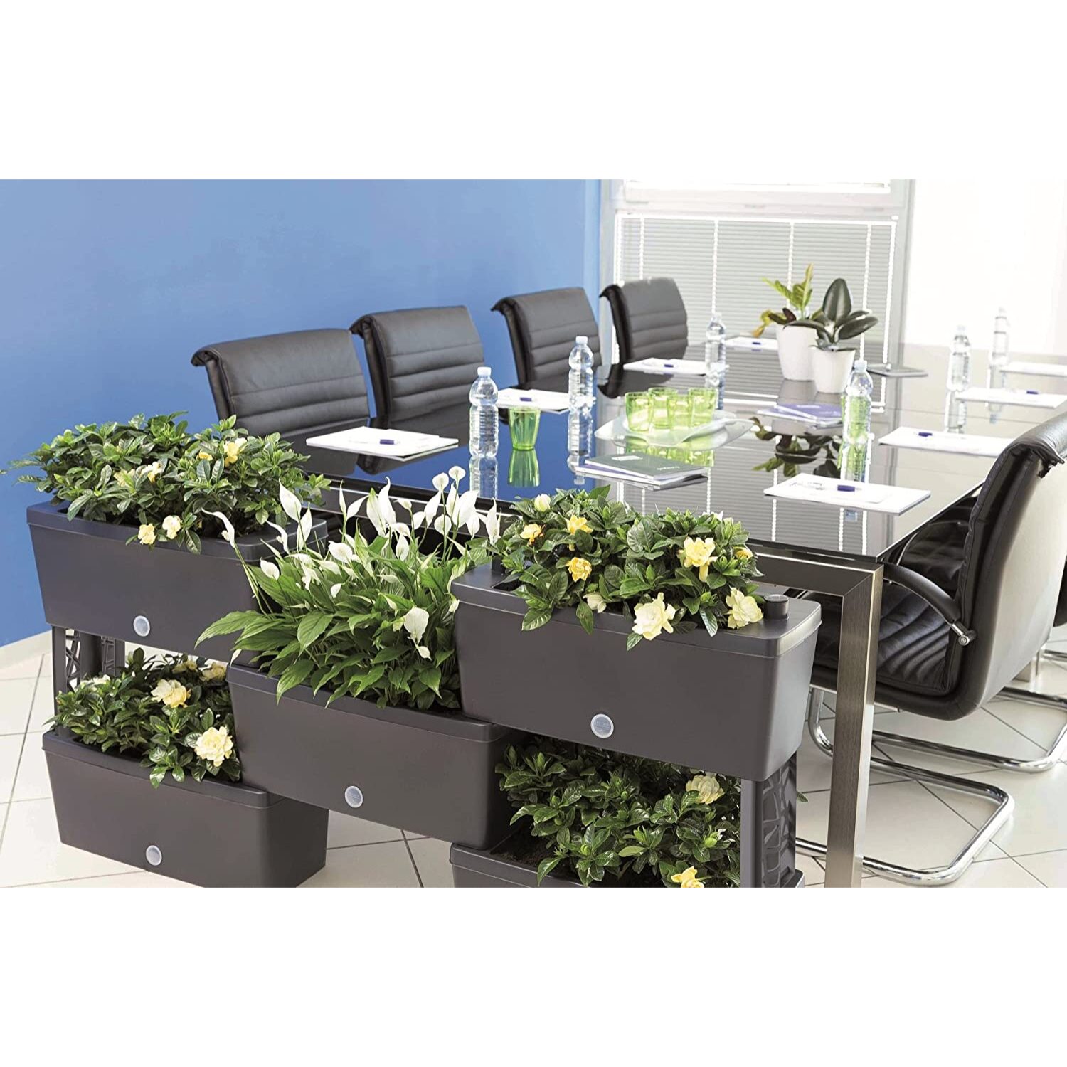 Brick - Kit di 5 fioriere collegabili da 59cm. Colore grigio. Made in Italy