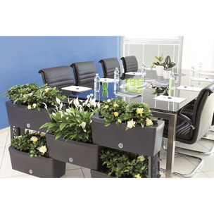 Brick - Kit di 5 fioriere collegabili da 59cm. Colore grigio. Made in Italy