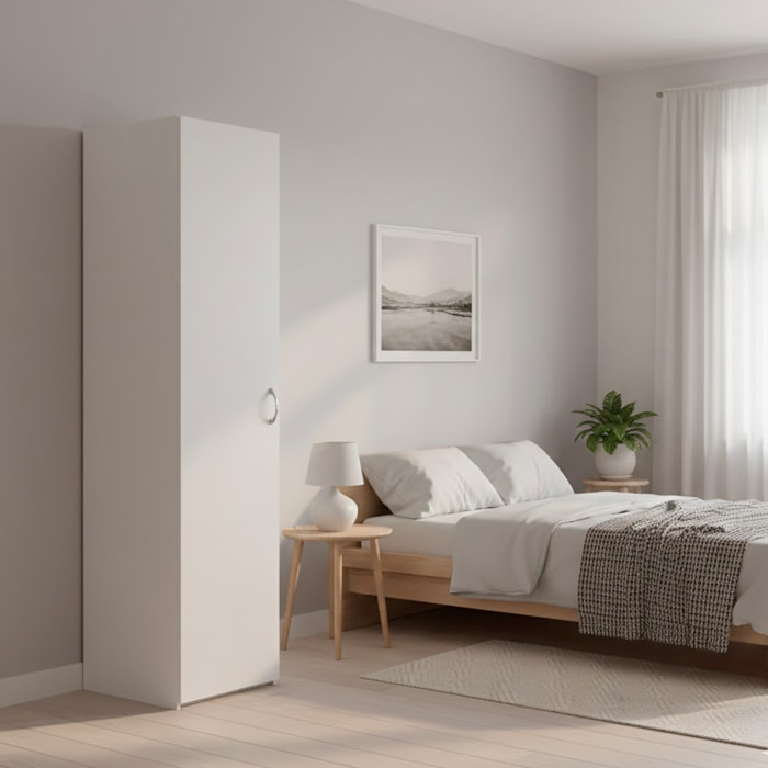 Armadio Con 1 Anta Multiuso Armadietto Design Moderno Salvaspazio Con Ripiani Interni Ingresso Camera Da Letto Lavanderia 39.4x41.5x175.4 Cm Bianco