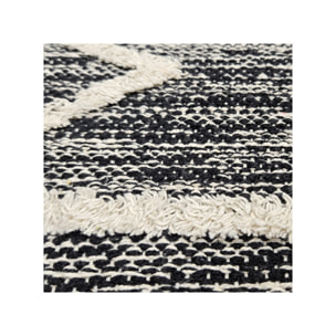 Tapis berbère bleu en coton motifs géométiques 120x180cm - MARA