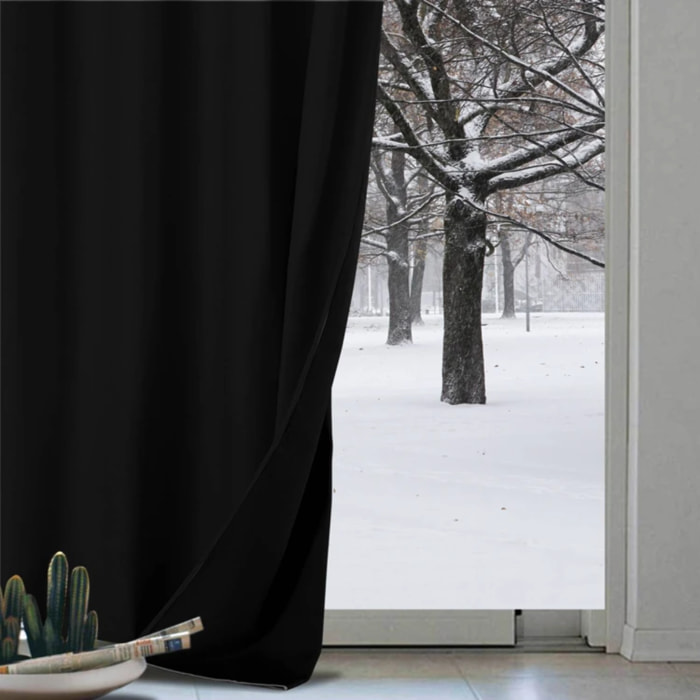 Rideau anti-froid doublé polaire - Noir