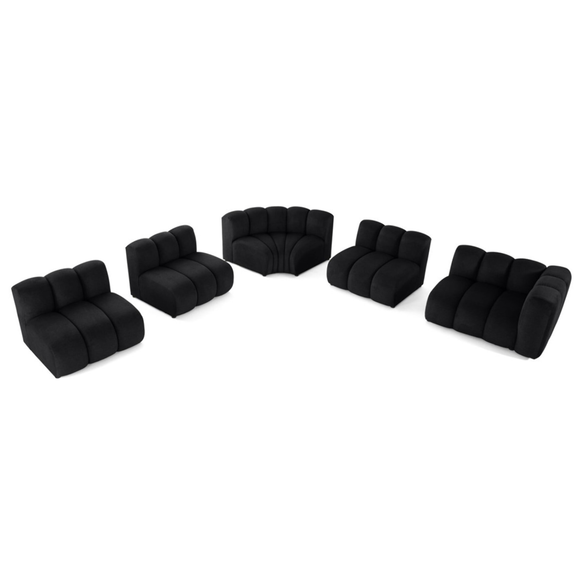 Debbie - canapé modulable d'angle gauche 5 places en tissu texturé - Noir