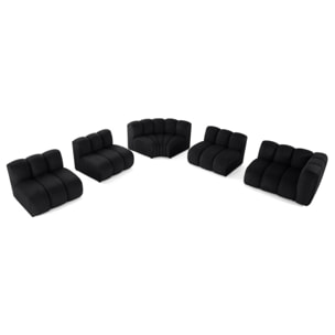 Debbie - canapé modulable d'angle gauche 5 places en tissu texturé - Noir