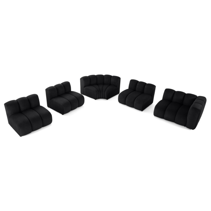 Debbie - canapé modulable d'angle gauche 5 places en tissu texturé - Noir