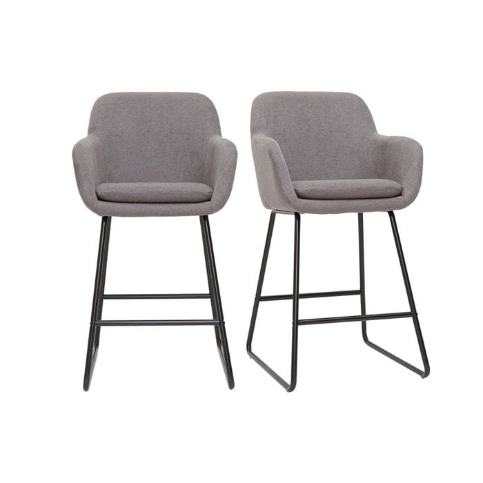 Tabourets de bar en tissu effet velours gris H75 cm (lot de 2) AMIKA