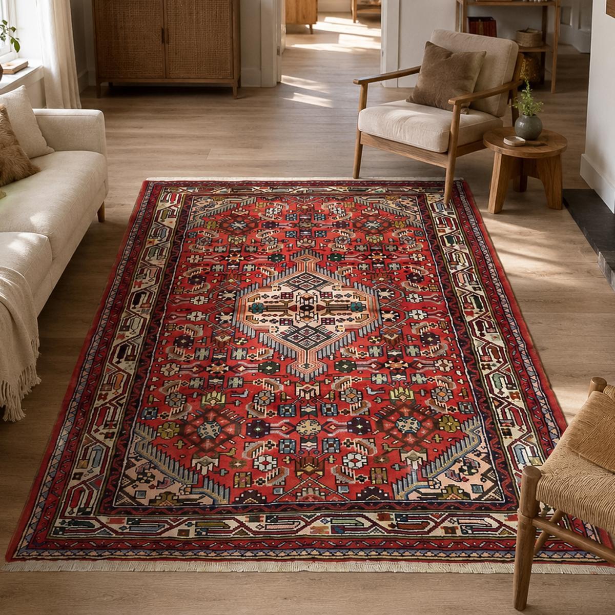 Tapis d'orient au motif oriental, noué main, ESEMIPO