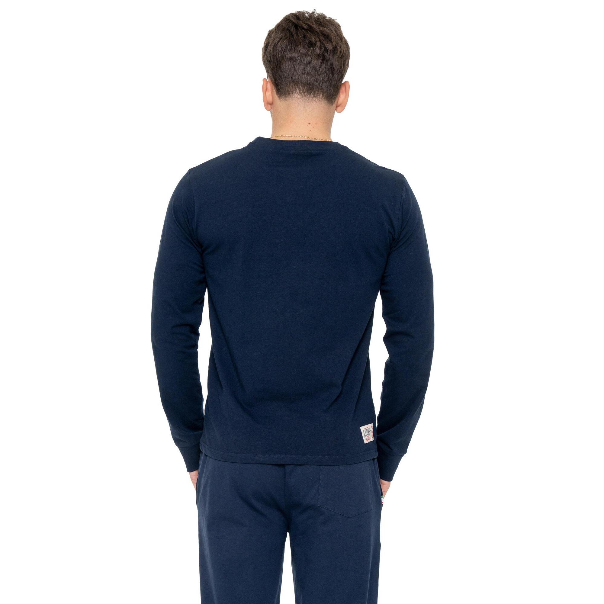 T-shirt da uomo in cotone elasticizzato a manica lunga con logo grande "Basic"