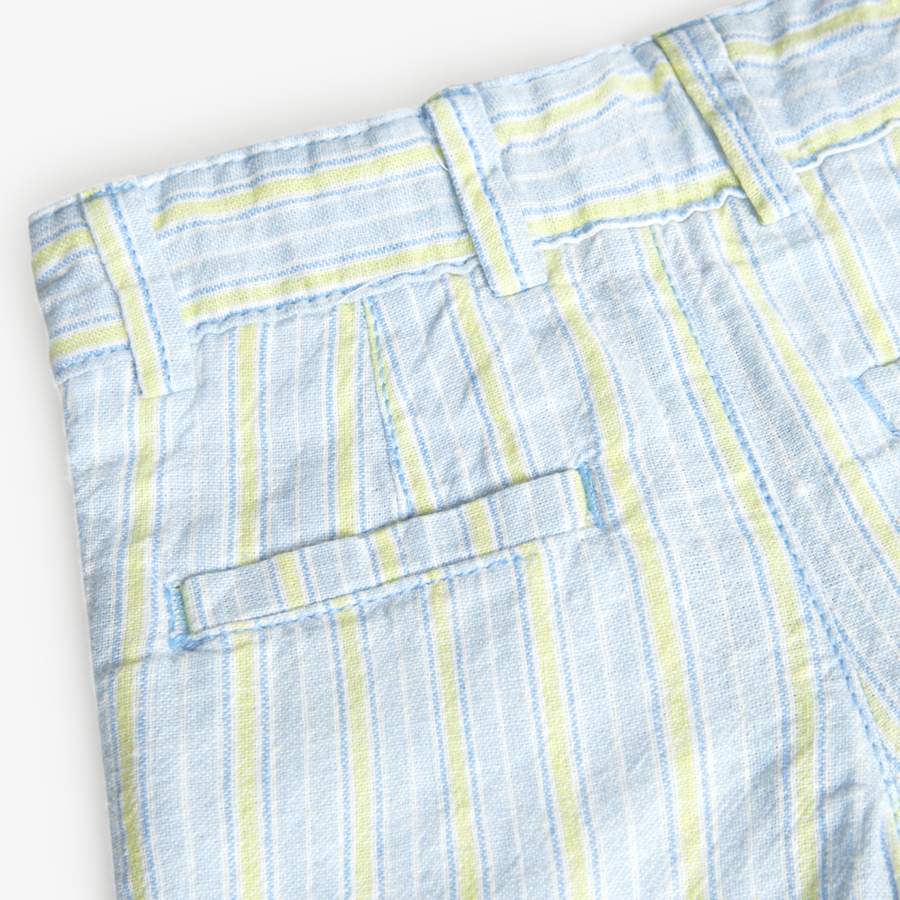 Bermudas de lino niño, estampado de rayas, azul claro