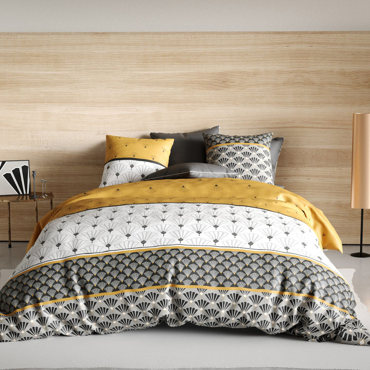 Parure housse de couette imprimé 100% coton - léo