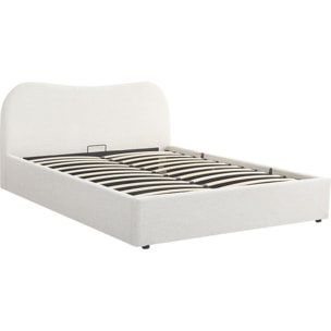 Lit coffre avec tête de lit en tissu bouclé - SUZON