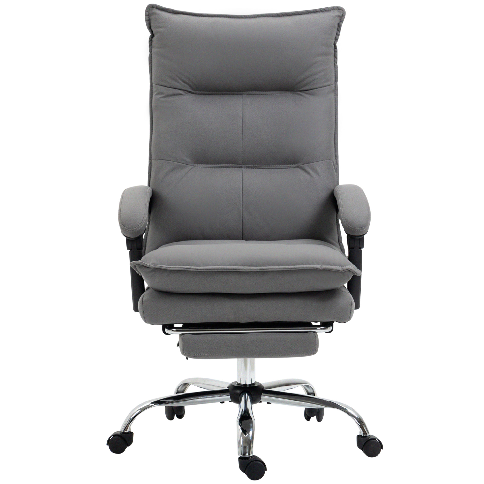 Fauteuil de bureau massant chauffant inclinable réglable repose-pieds rétractable microfibre gris