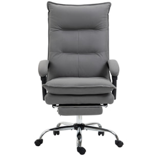 Fauteuil de bureau massant chauffant inclinable réglable repose-pieds rétractable microfibre gris