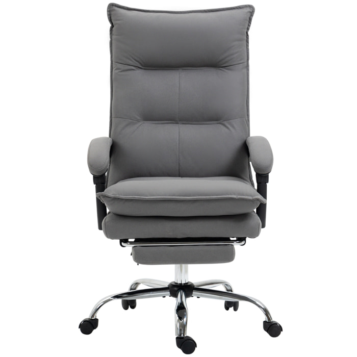 Fauteuil de bureau massant chauffant inclinable réglable repose-pieds rétractable microfibre gris