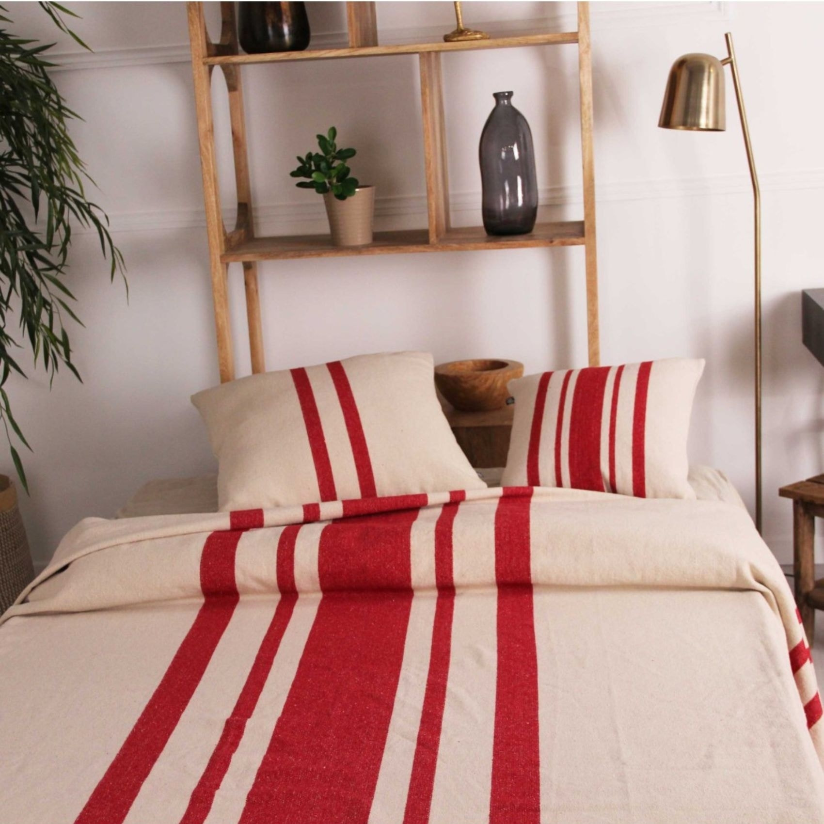 Coussin coton épais style Rustique - Rouge