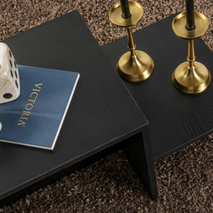 Table basse moderne effet bois noir - 2 niveaux MARFA