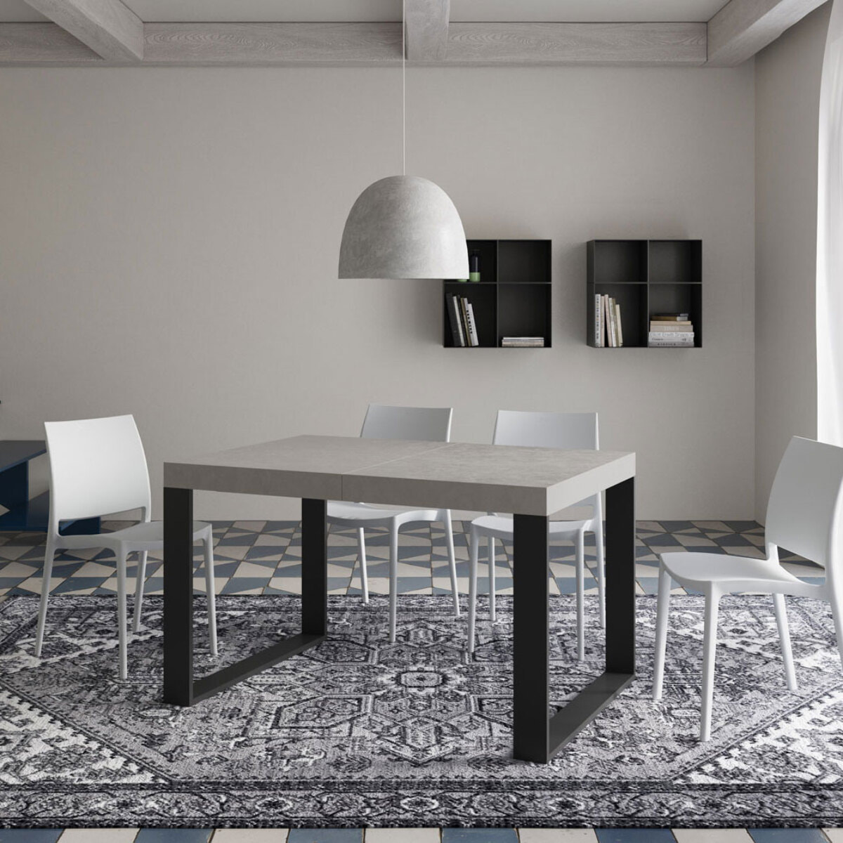 Tavolo allungabile 90x140/400 cm Tecno cashmere gambe antracite