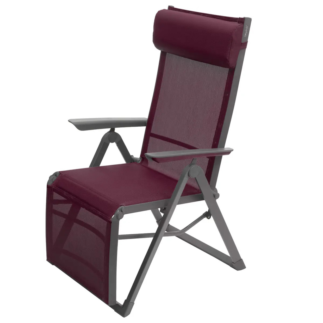 Fauteuil de jardin inclinable "Decima" bordeaux & graphite 8 positions en aluminium traoté époxy