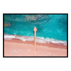 Affiche encadrée plage vue aérienne avec ponton Affiche + cadre en métal - Noir