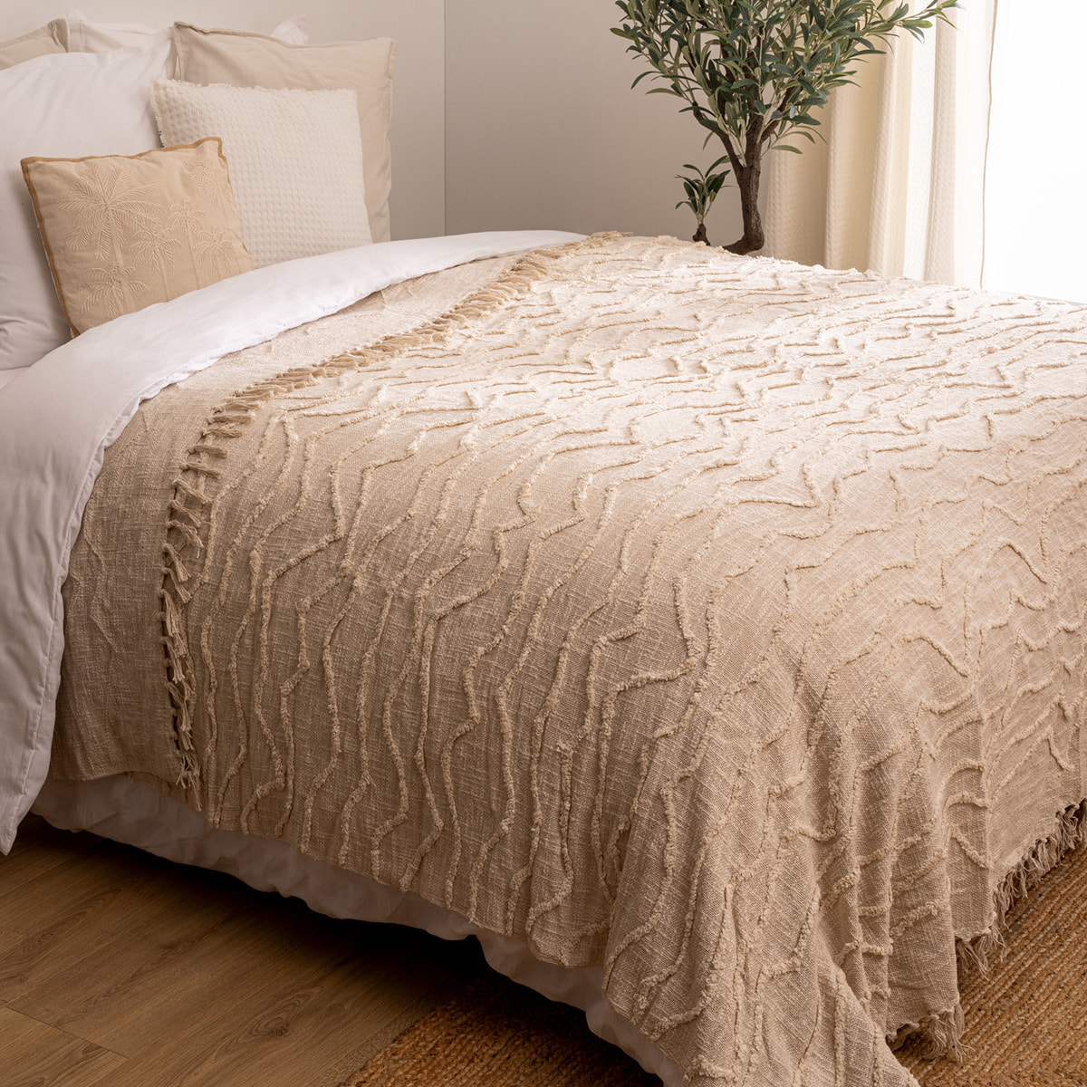 Dessus de lit "Daisy" 240x260cm beige