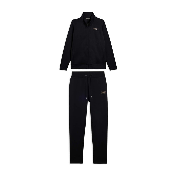 Tuta regular fit con collo alto e dettagli in strass