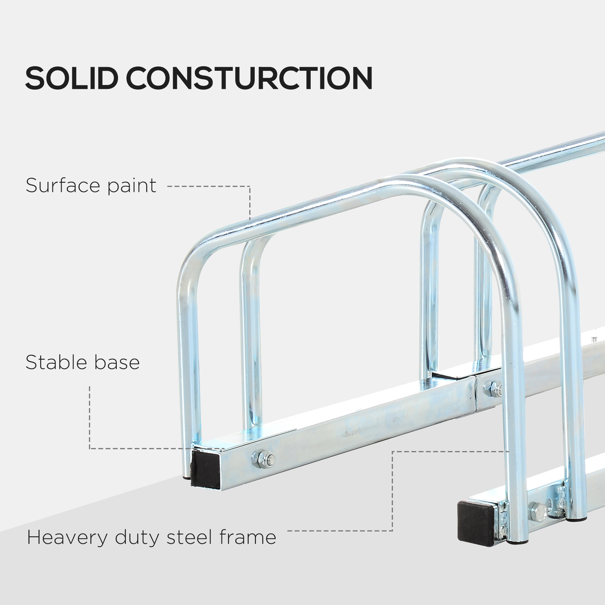 Râtelier pour 5 vélos dim. 145L x 33l x 27H cm acier galvanisé