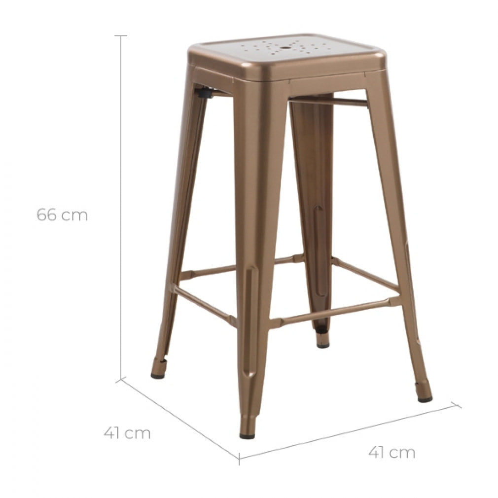 Tabouret de bar mi-hauteur Indus cuivre mat 66cm (lot de 2)