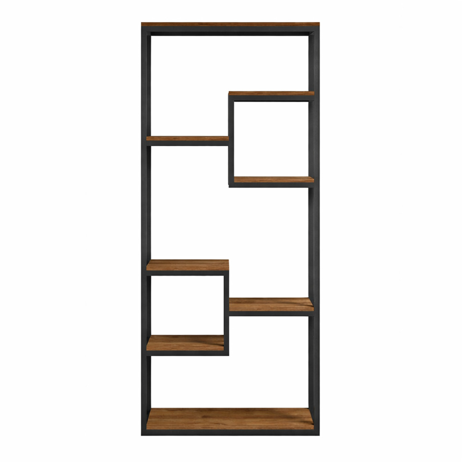 MILA Étagère haute style industriel noyer et noir - 182 cm