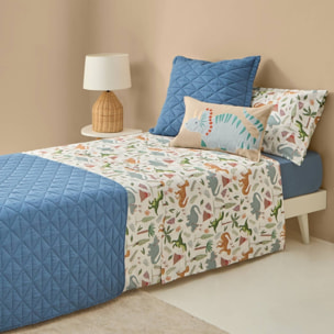 Sábana algodón dinosaurios Dinudini color blanco 100% Algodón percal