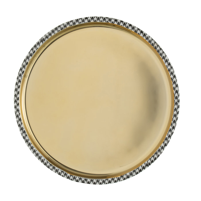 J-Line plateau Rond Pied-De-Poule - acier inoxydable - or