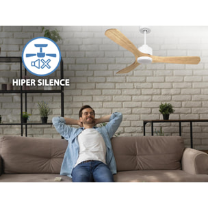 Ventilador de techo Reversible Termostato Dimable Wifi Motor DC Techos Inclinados Mando a Distancia Luz tres tonos Hypersilence Memoria ParosD132C03LED64955 PURLINE