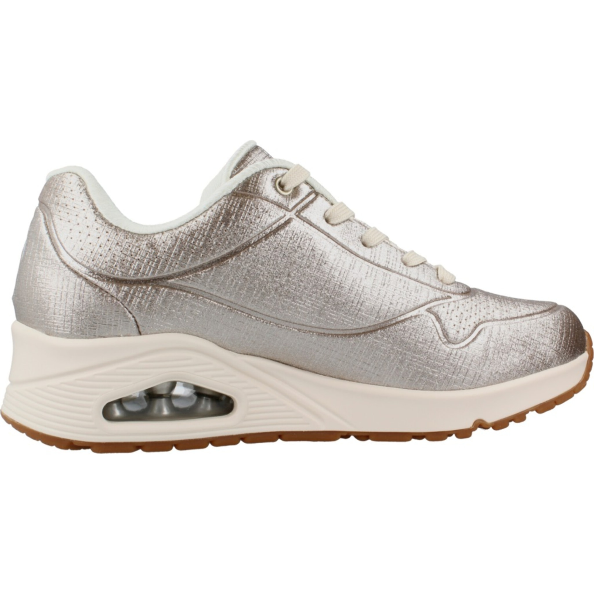 Sneakers De  Mujer Uno Shinin Bright Plata