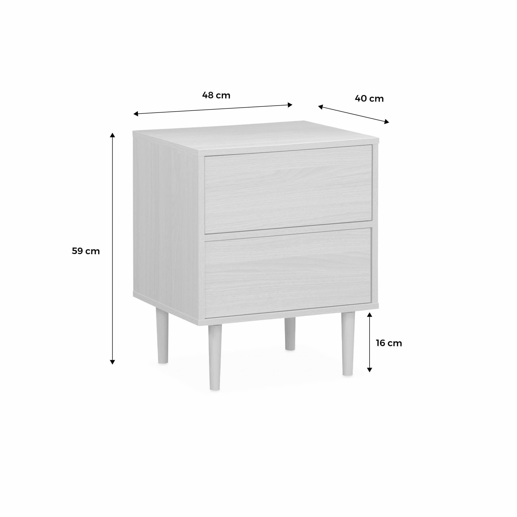 Table de chevet décor bois naturel - Mika - 2 tiroirs - L 48 x l 40 x H 59cm