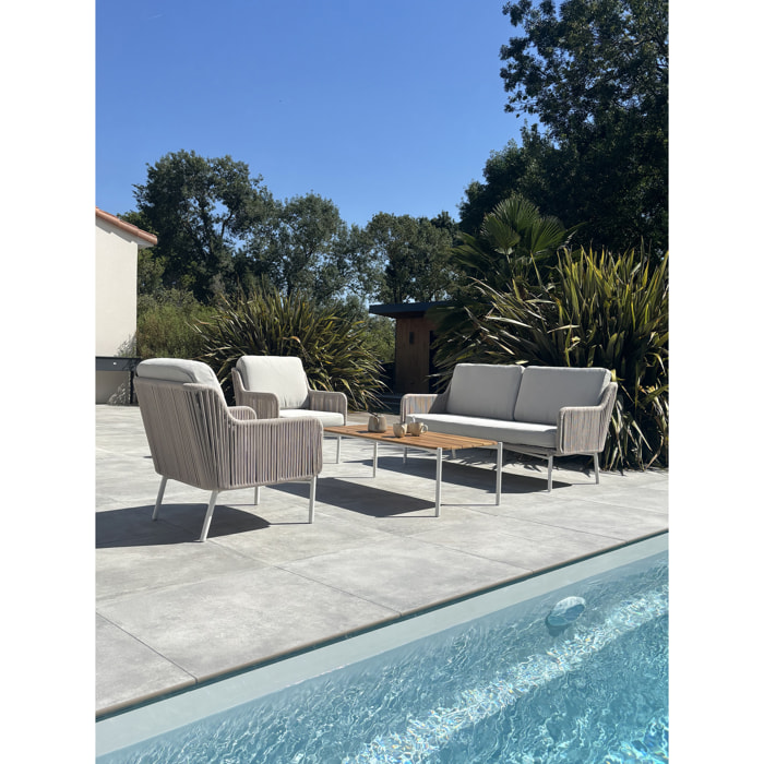 ORELLA - Salon de jardin bas 5 places - Grège