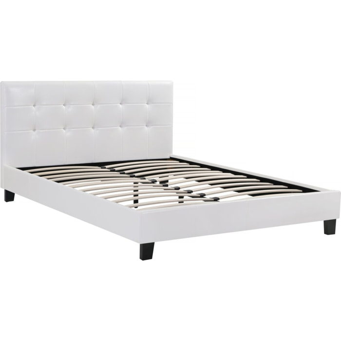 Lit double en pvc "Julia" - 140 x 190 cm - Blanc