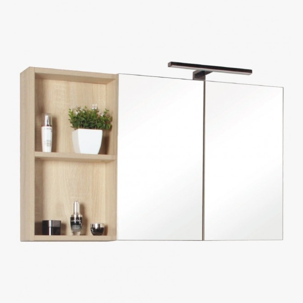 Armoire salle de bain 90 cm chêne californien naturel Aquazur