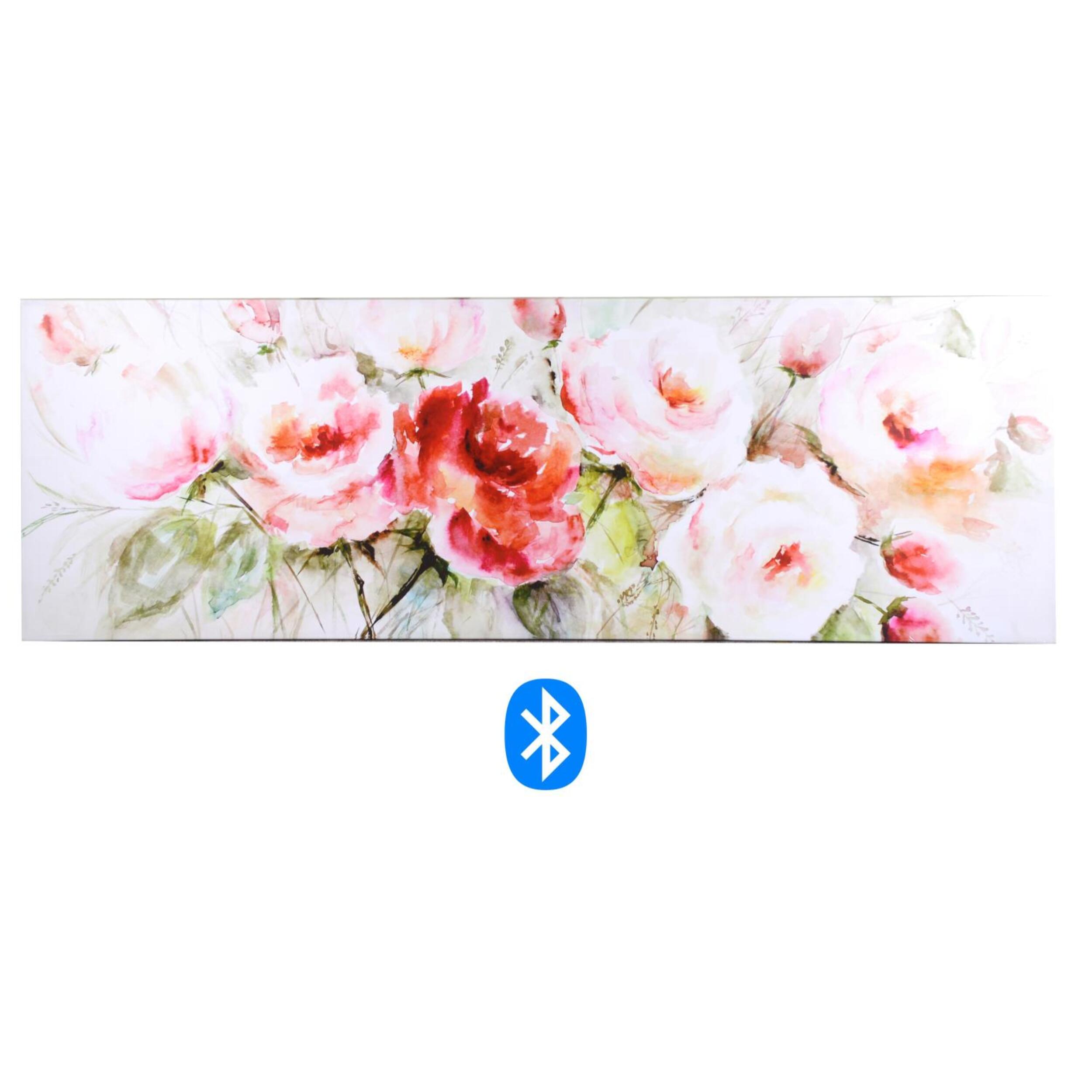 Quadro stampa con bluetooth rose rosa cm150x50x4
