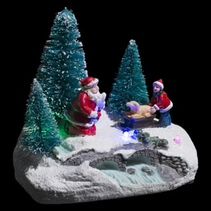 Sujet lumineux neige et sapin 6 LED assorti
