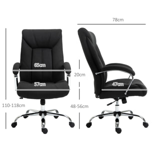 Fauteuil de bureau manager - chaise de bureau grand confort réglable pivotante - acier chromé tissu noir
